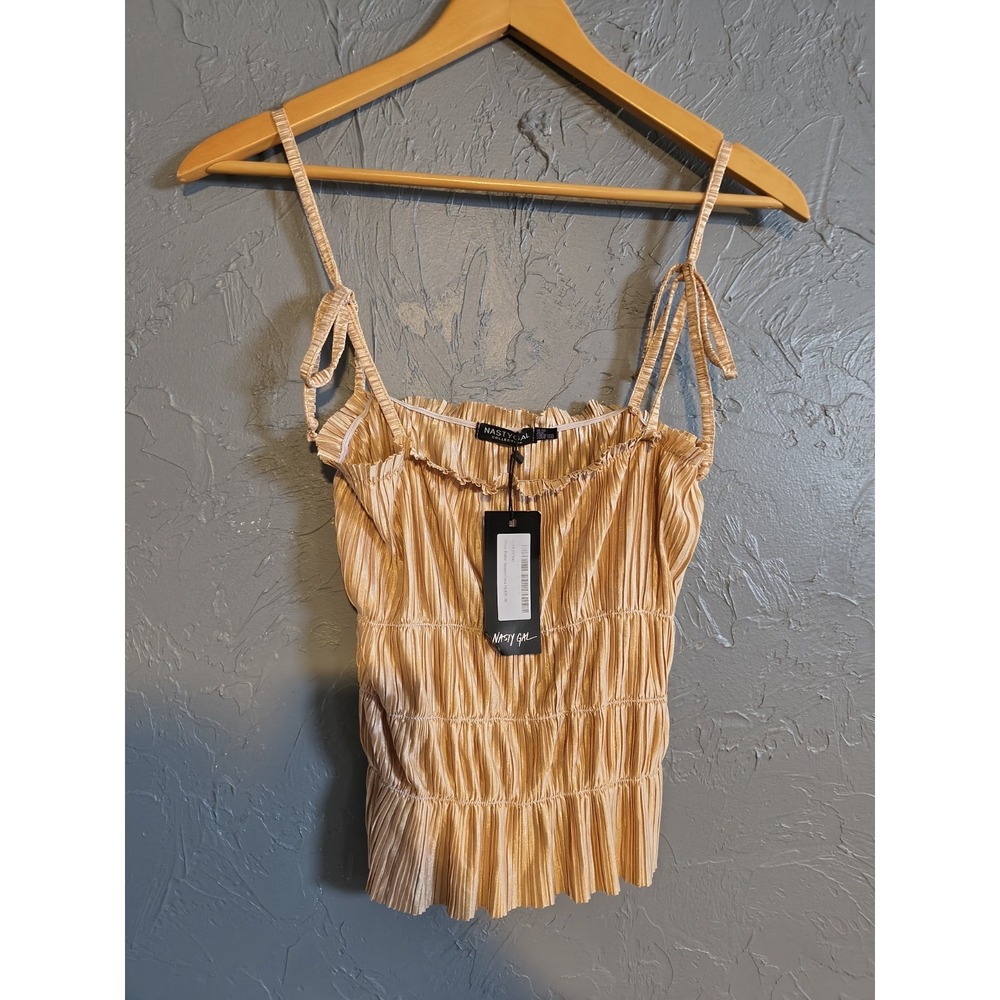Nasty Gal Ruffle Tiered Camisole Top Nude Womens Size 6